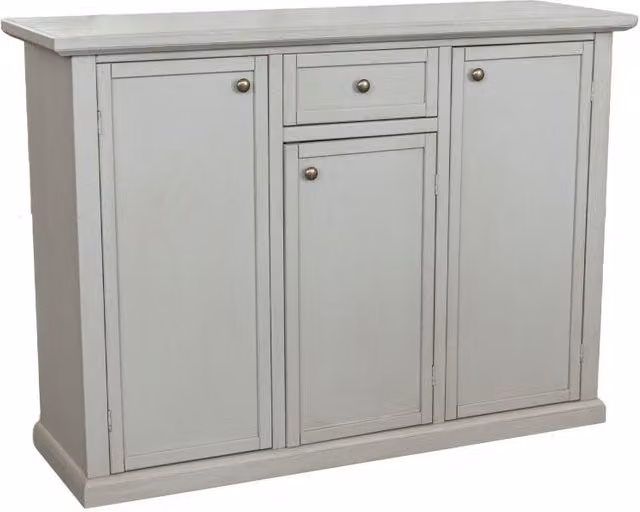 Madia credenza shabby chic in legno di pino con 3 porte e 1 cassetto grigio anticato Mobili 2G L: 120 cm, P: 39 cm, H: 85 cm – 1