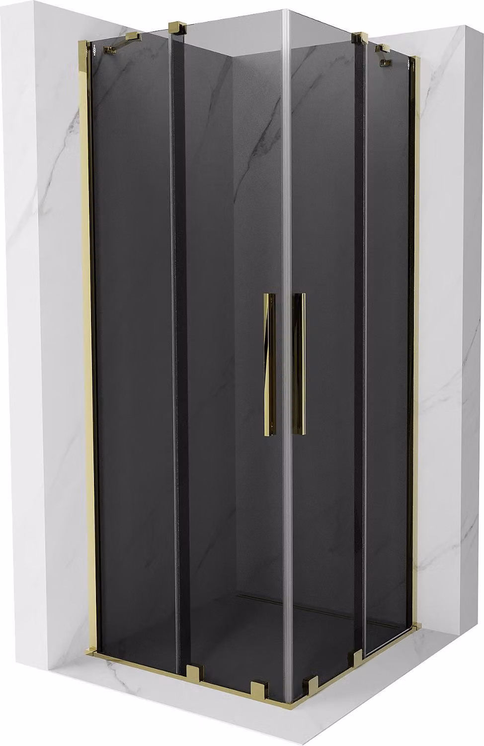 Mexen Velar Duo cabina doccia scorrevole 100 x 100 cm, grafite, dorato - 871-100-100-42-50