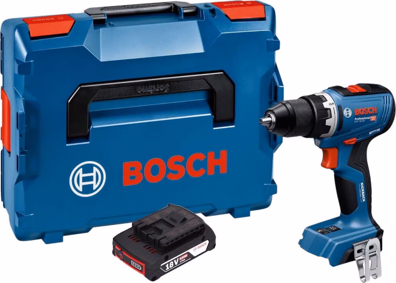 Bosch GSR 18V-65 Professional Trapano avvitatore a batteria 18 V 63 Nm Brushless + 1x batteria 2,0 Ah + L-Boxx - senza caricabatteria