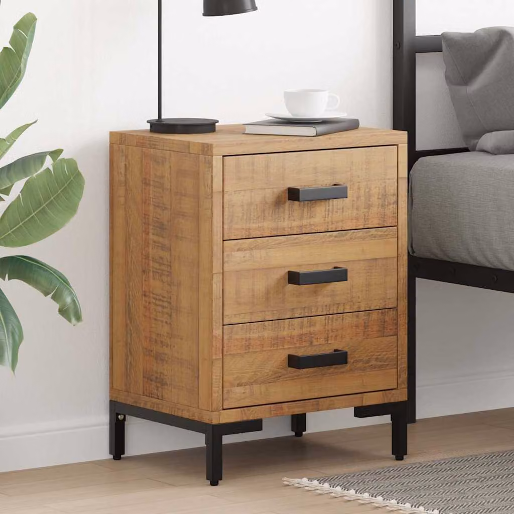 Set di 2 comodini vidaXL in legno massello di pino marrone stile rustico L/P/H: 40 x 30 x 55 cm – 1