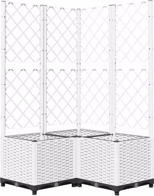 Fioriera rialzata con traliccio per piante rampicanti in plastica bianca L 80 x P 80 x H 136 cm