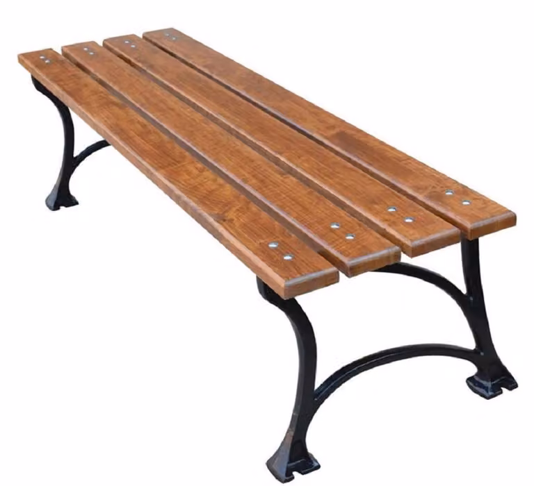 Casa Padrino Panca da giardino liberty senza schienale marrone/nero 150 x 43 x h. 42 cm - panchina panca da parco panca in legno - arredo giardino
