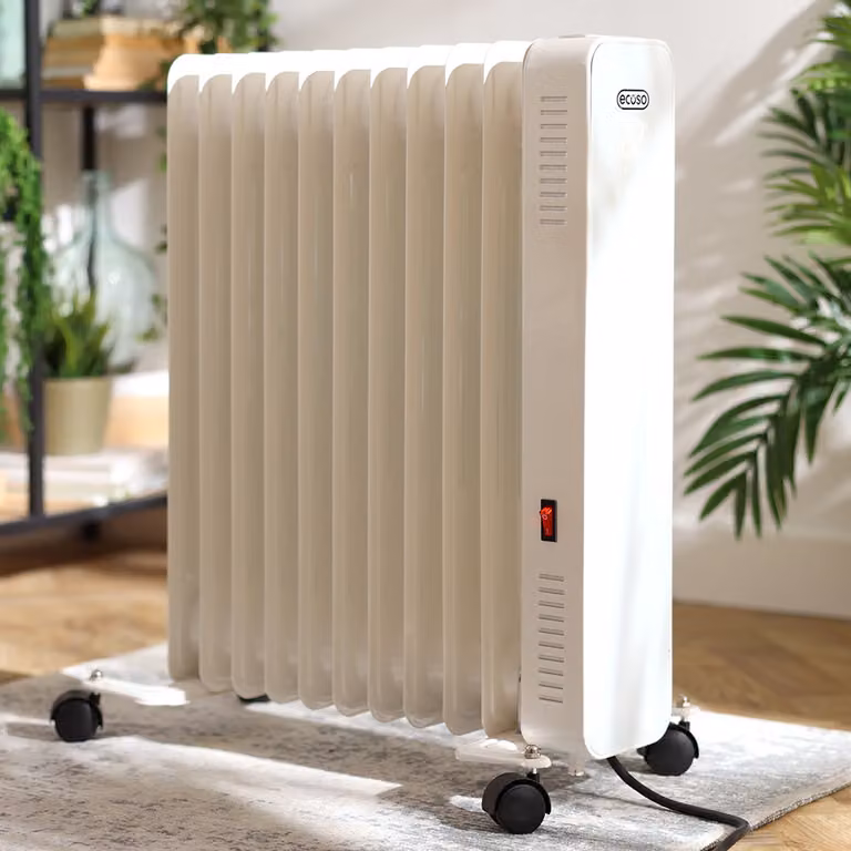 Radiatore Elettrico ad Olio Portatile Intelligente - Bianco - 2500W - Kylo - ECOSO by Hudson Reed