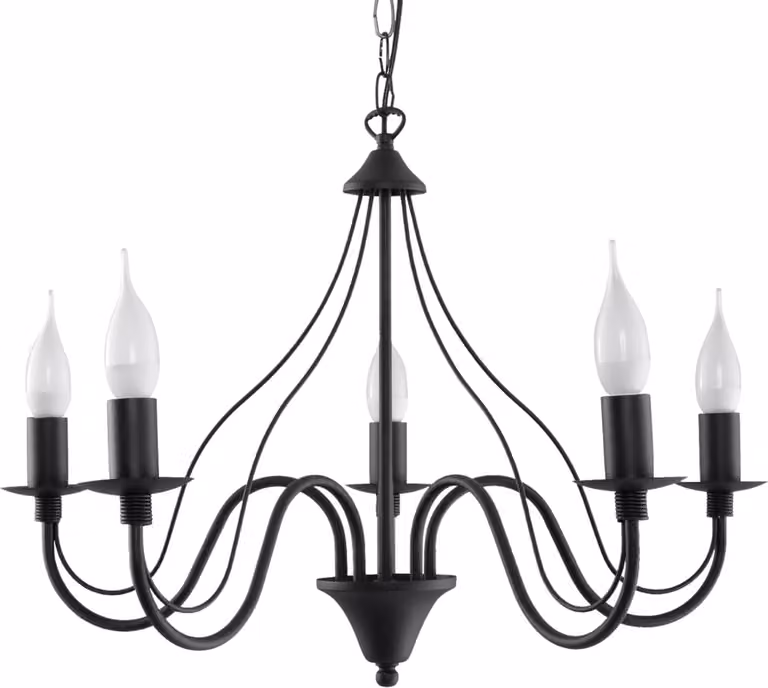 Lampada a sospensione BERON a 5 luci E14 nera, Lumilo