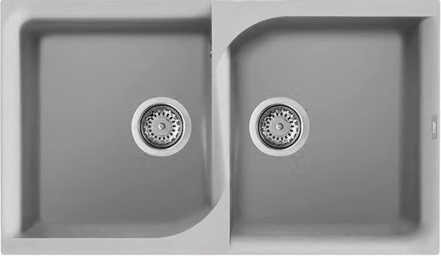 Lavello Elleci Incasso 2 vasche 86x50 Ego 450 Metaltek Grigio Aluminium LME45079