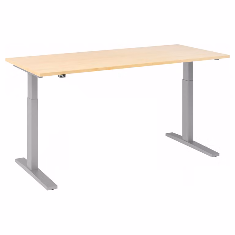 Scrivania regolabile in altezza XMKA | 2 motori | 120-180 cm | elettrica | acero, colore telaio:argento, dimensioni piano d'appoggio:180 x 80 cm