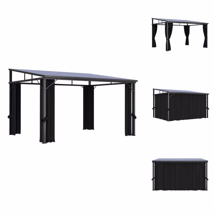 vidaXL Padiglione con tende 405x294x244 cm antracite - Padiglioni e tende da festa