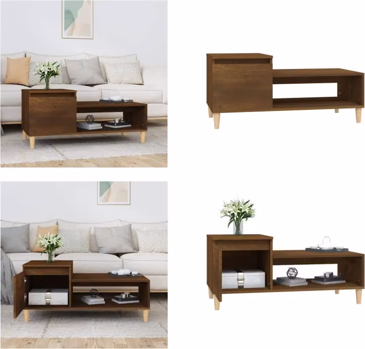 vidaXL Tavolino da caffè marrone look rovere 100x50x45 cm materiale a base di legno - Tavolino da caffè - Tavolino da salotto - Tavolino da divano