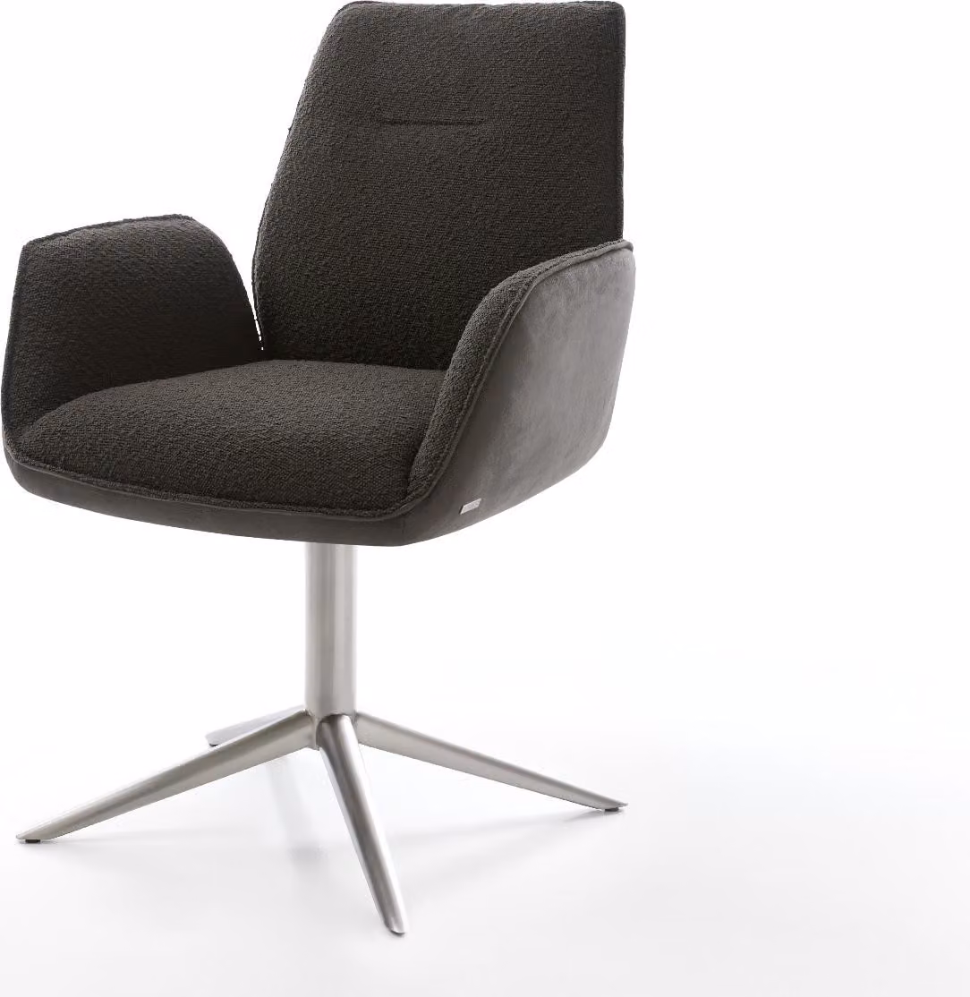 DELIFE Sedia girevole Zoa-Flex Mix di materiali Nero Base in acciaio inossidabile Girevole a 360° Funzione oscillante Molle insacchettate