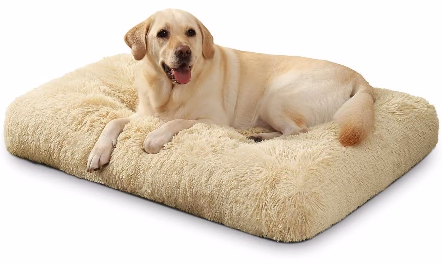 Cuccia per cani, lavabile, in peluche, 105x70 cm, color kaki e beige, con base antiscivolo