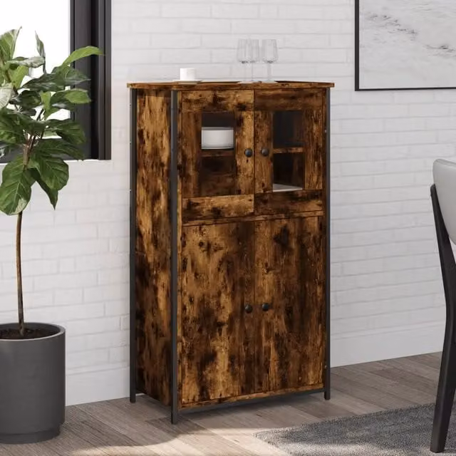 Credenza-Buffet-Armadio da cucina Rovere Fumo 62x32x106,5 cm in Legno Multistrato
