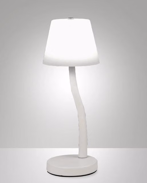 Lampada da Tavolo Ibla Fabas LED 9W 750lm 3000K Dimmerabile al Tocco in Metallo e Vetro Soffiato Colore Bianco
