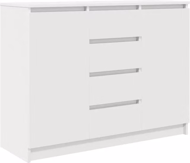 Credenza | Madia | Buffet da pranzo | Armadio da pranzo con Cassetti Bianco 100,5x35x76cm in Legno Multistrato