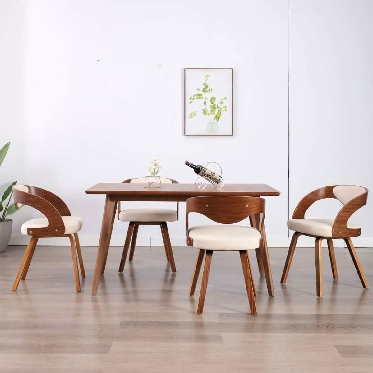 vidaXL Set di 4 sedie da sala da pranzo con braccioli, sedia da sala da pranzo, sedia da cucina, struttura in legno, sedia per sala da pranzo, cucina, in Similcuoio bentwood crema