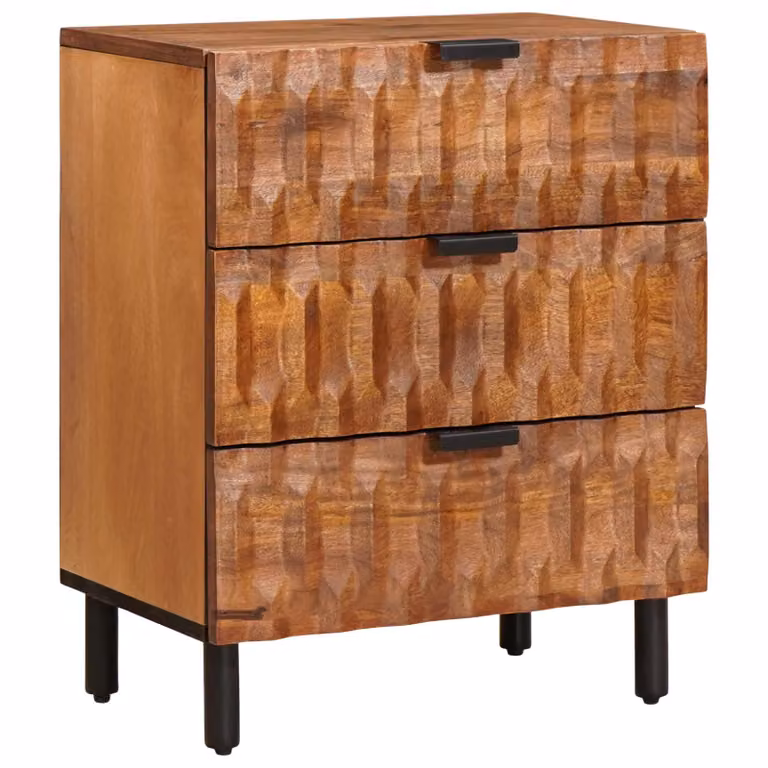 Armadio da notte moderno vidaXL in legno di mango marrone L: 50 cm, P: 33 cm, H: 62 cm