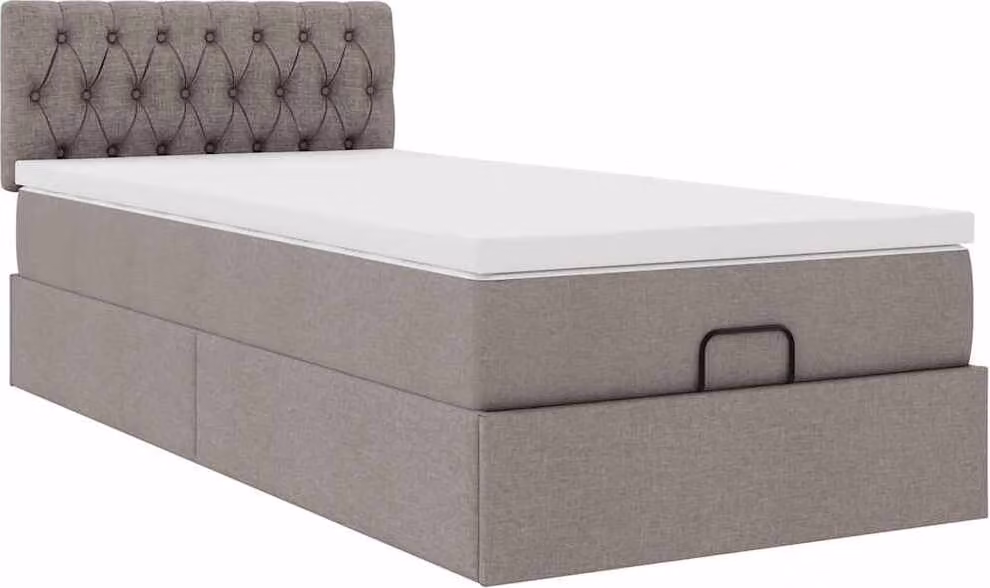 Struttura Letto Pouf con Materasso Tortora 90x190 cm in Tessuto