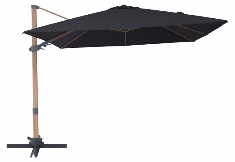AXI Alina Ombrellone Decentrato Quadrato 300 x 300 cm, Legno/Grigio | Per giardino/Terrazza con Struttura Verniciata a Polvere | Base a Croce e