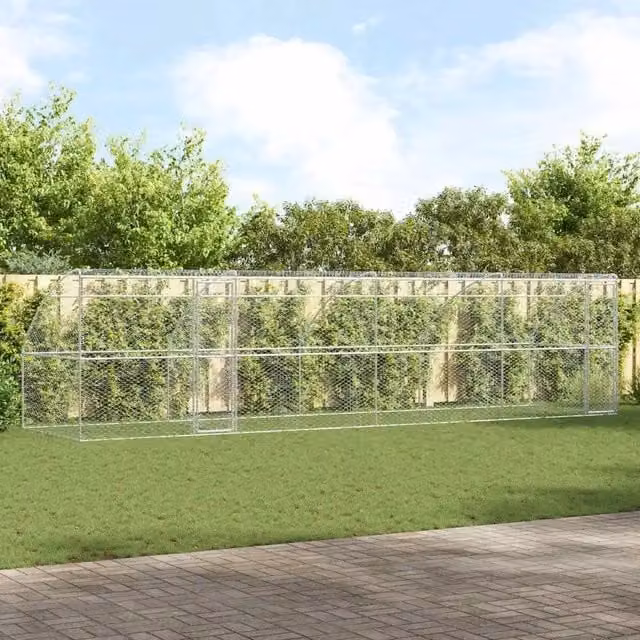Set di 4 cuccie per cani vidaXL in metallo argentato resistente alle intemperie per giardino – 1