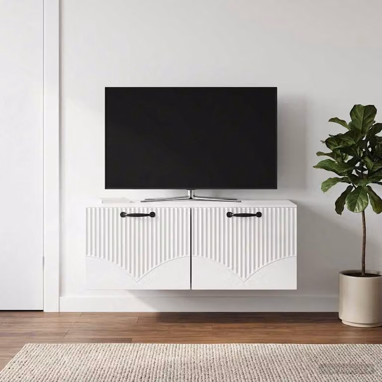 vidaXL Mobile Porta TV da Muro Bianco Lucido L: 78,5 cm, P: 41 cm, H: 30 cm