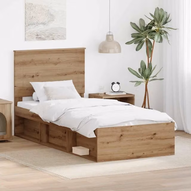 Struttura del letto con testiera-Giroletto con Testiera Rovere Artigianale 90 x 200 cm 960060