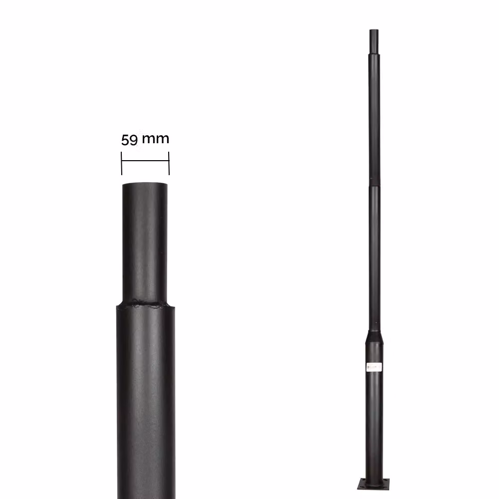 Palo per lampione da giardino Illuminasol in metallo nero, Altezza: 2,8 m, Imboccatura: 5,9 cm – 2