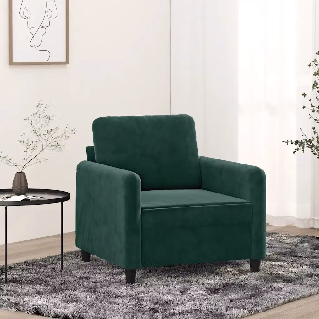 Poltrona Relax Moderna in Velluto Verde con Braccioli e Struttura in Metallo – 2