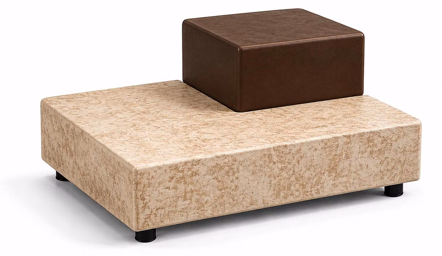 Tavolino da caffè moderno, beige, marrone, geometrico, monolitico, scultoreo