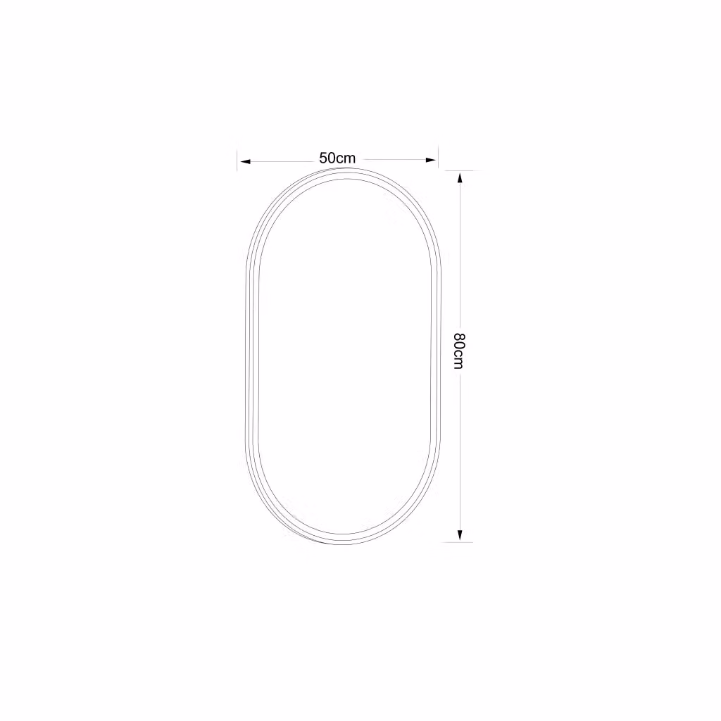 Specchio da bagno Minimal con LED nero, rettangolare, con touch switch e dimmerabile, L: 50 cm, H: 80 cm – 2