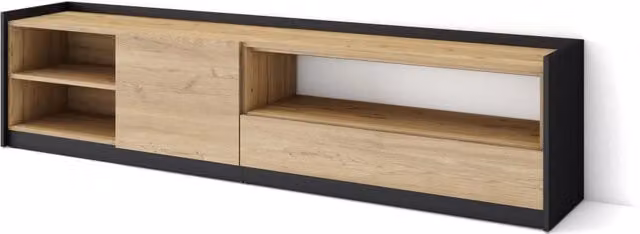 Mobile TV Soggiorno, 207x50x37 cm, Per TV fino a 80", Mobile Soggiorno, Rovere e nero