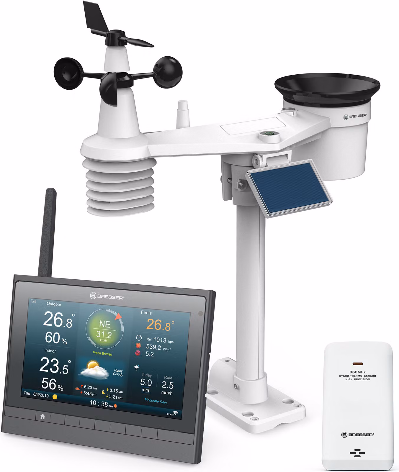 Stazione meteorologica Bresser MeteoChamp HD Profi, con connessione Wi-Fi e sensore esterno 7-in-1