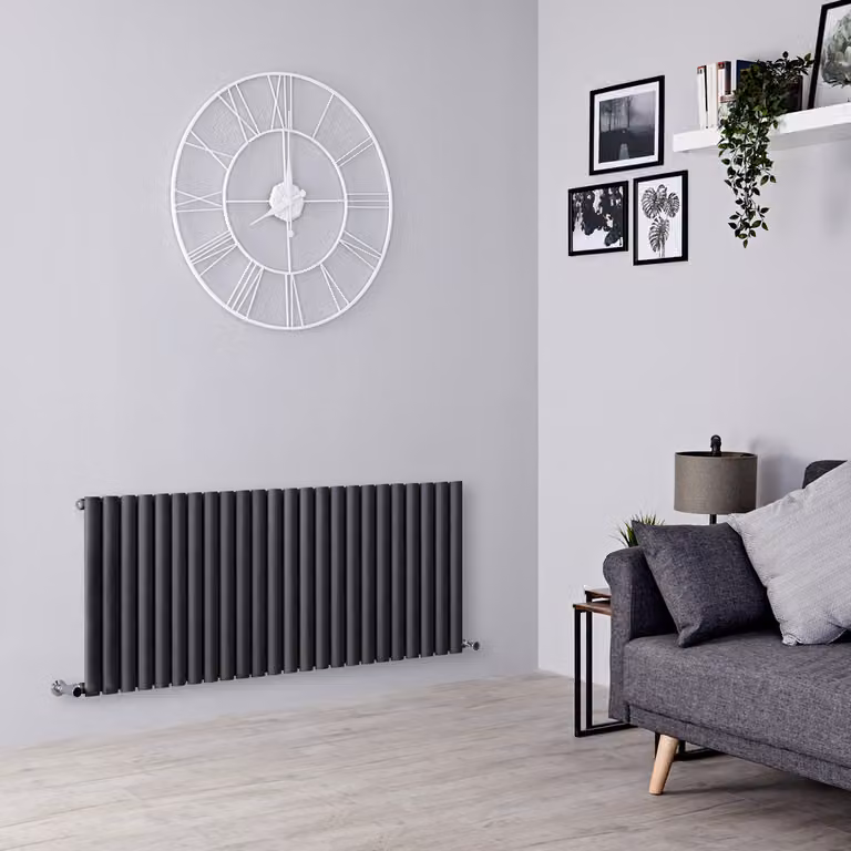 Radiatore di Design Orizzontale Antracite -  600mm x 1416mm  - Pannello Singolo  - Revive