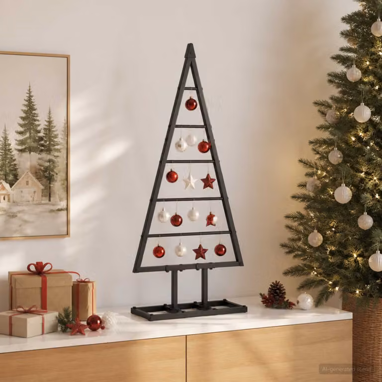 vidaXL Albero di Natale in metallo KUOPIO 60 cm Metallo Nero