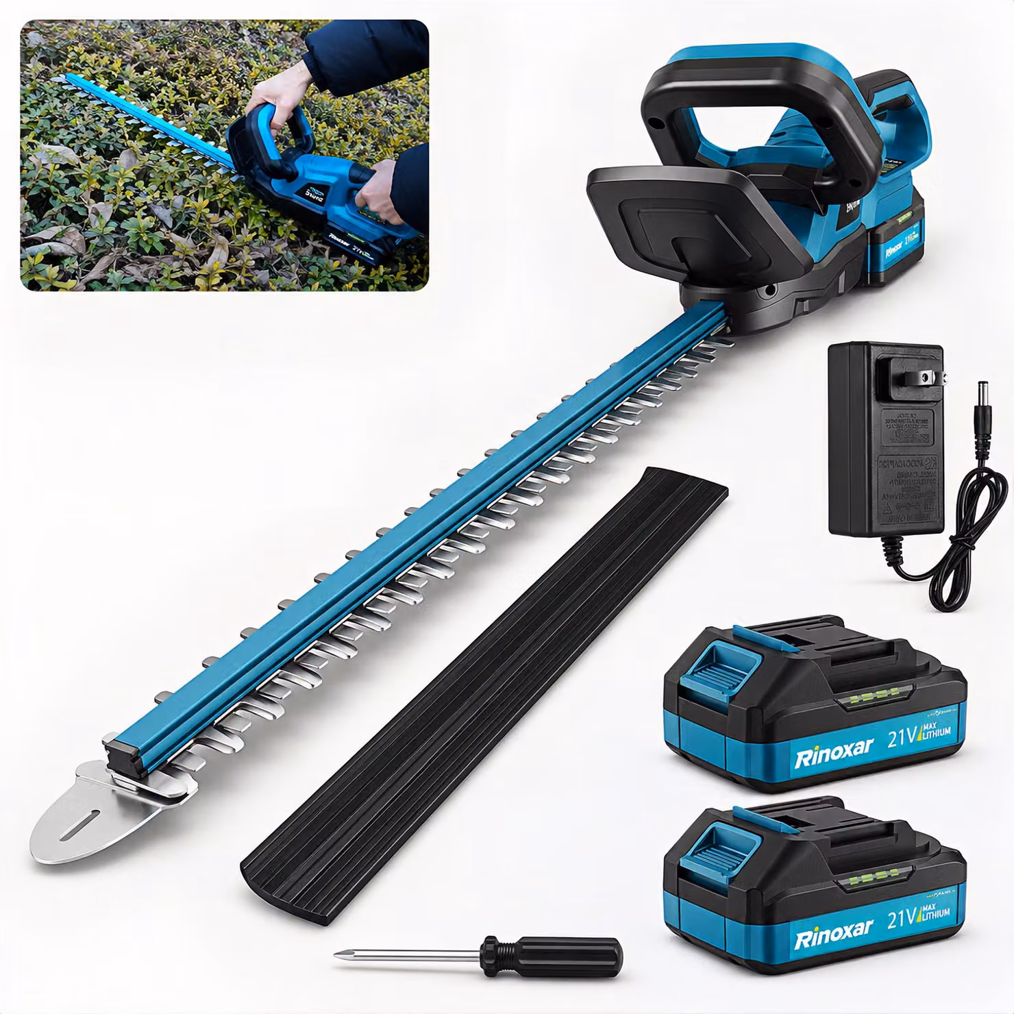 Tagliasiepi senza fili 600W - Lama professionale 52cm - Batteria 8000mAh - Taglio preciso