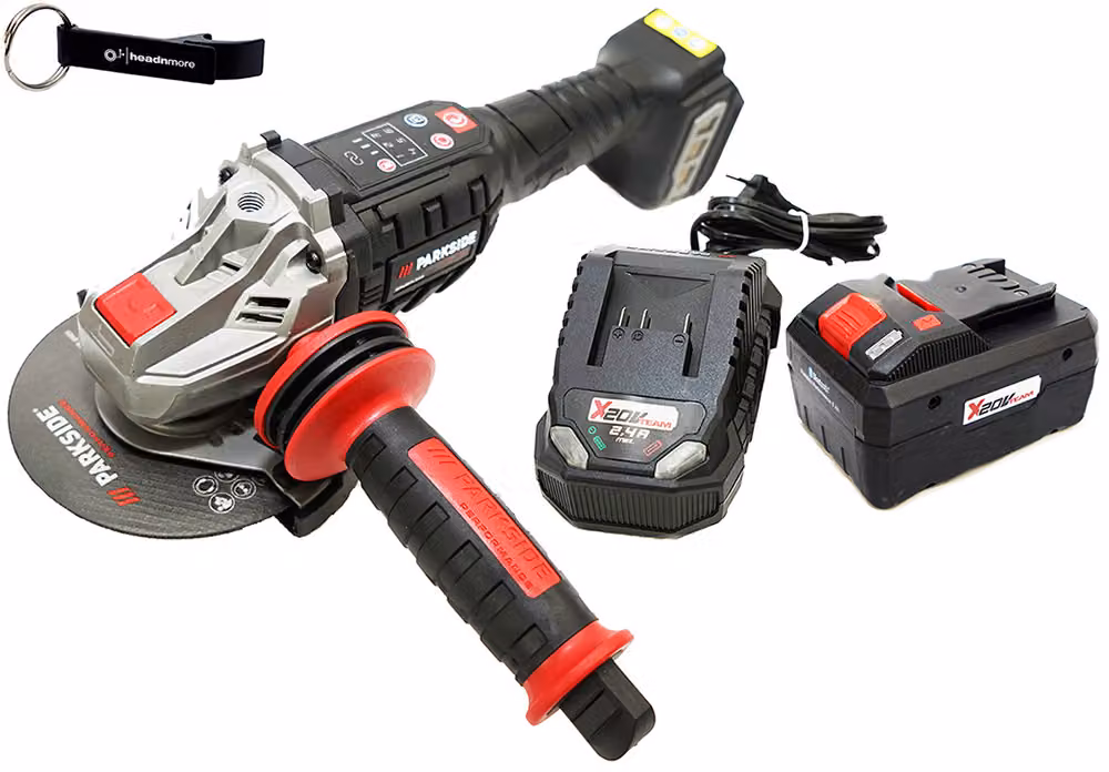 PARKSIDE PERFORMANCE® Smerigliatrice angolare a batteria 20 V PWSAP 20-Li / incl. batteria Smart (8 Ah) e caricabatteria (2,4 A)