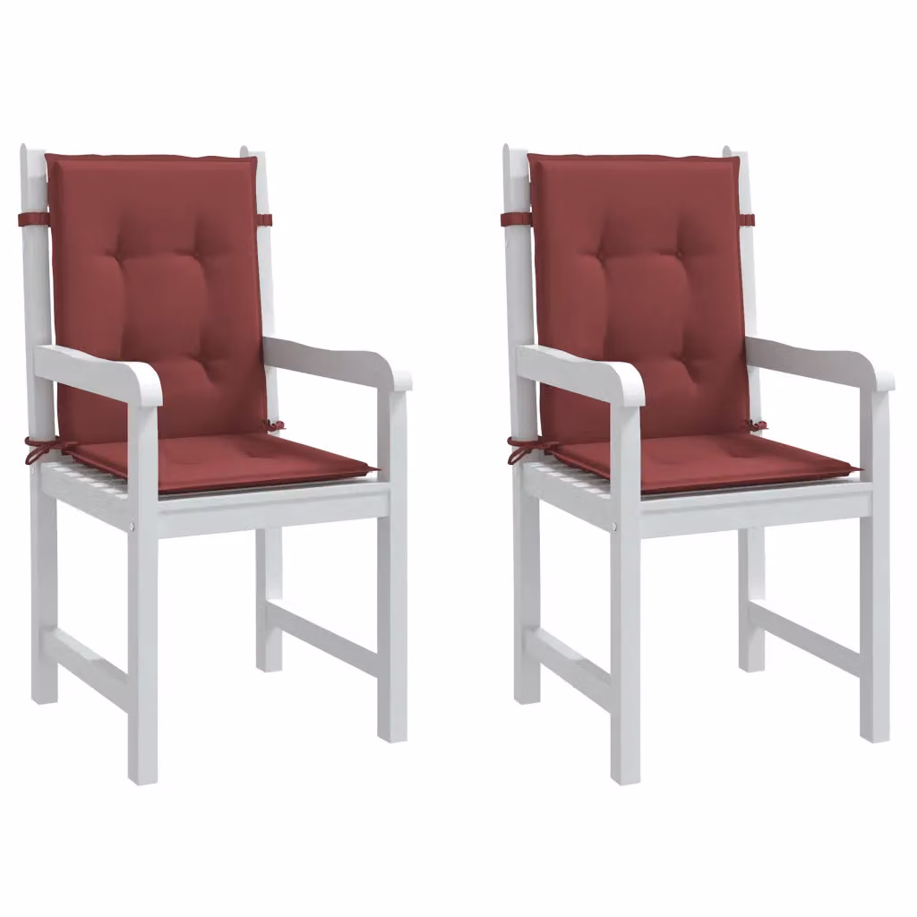 Set di 2 cuscini per schiena bassa vidaXL in tessuto mélange rosso, con imbottitura in schiuma e lacci di fissaggio