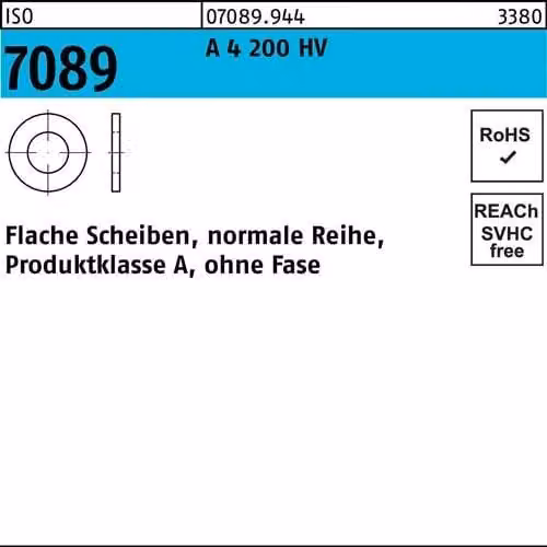 Dischi Reyher ISO7089 A4 200 HV 20 (21x37x3) 070899449200000 (25 pezzi)