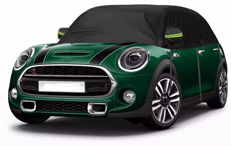 Copertura impermeabile per auto, adatta a Mini Cooper a 3 porte, dal 2000 al 2025, tipo "mezza autorimessa", resistente ai raggi UV, colore nero