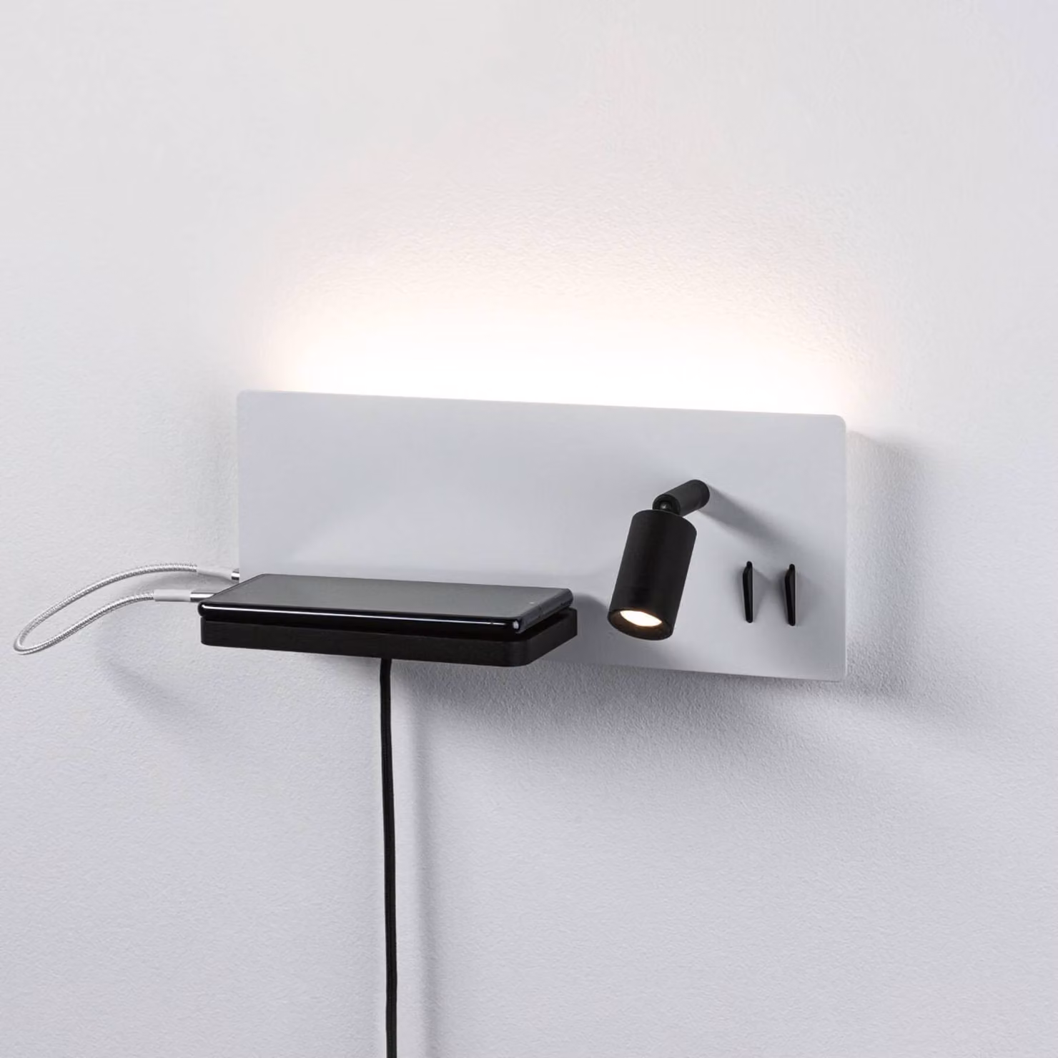 Paulmann Applique da parete a LED Serra, dimmerabile, Nero, Camera da letto, Metallo, Moderno, Applique a LED