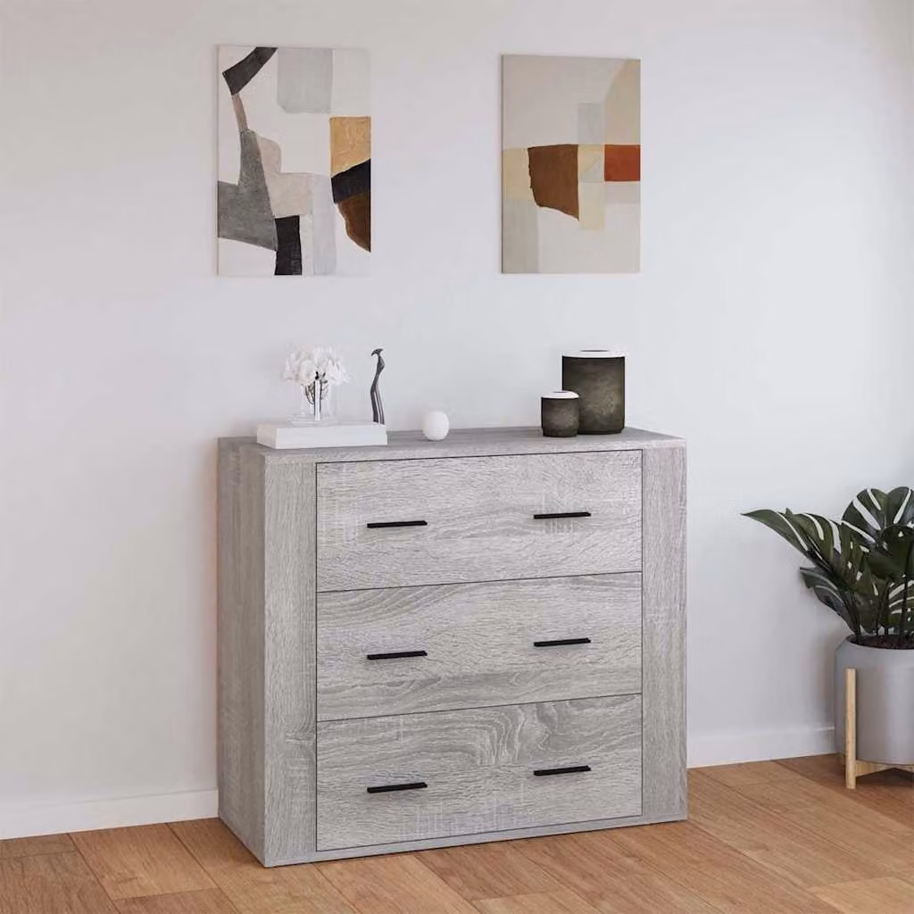 Credenza vidaXL in legno multistrato e MDF, Grigio Sonoma, L 80 cm x P 33 cm x H 70 cm