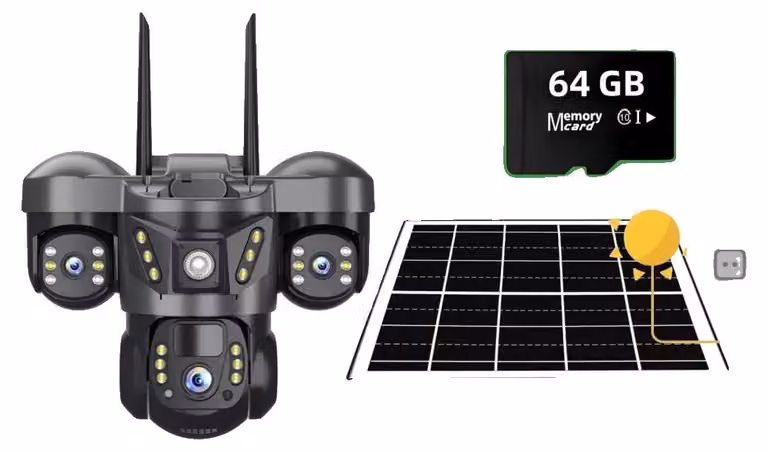 Telecamera di sicurezza, zoom 10x, visione notturna, Wi-Fi, con scheda di memoria da 64 GB