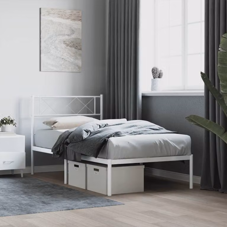 vidaXL Giroletto con Testiera in Metallo Bianco L 80 x P 200 cm