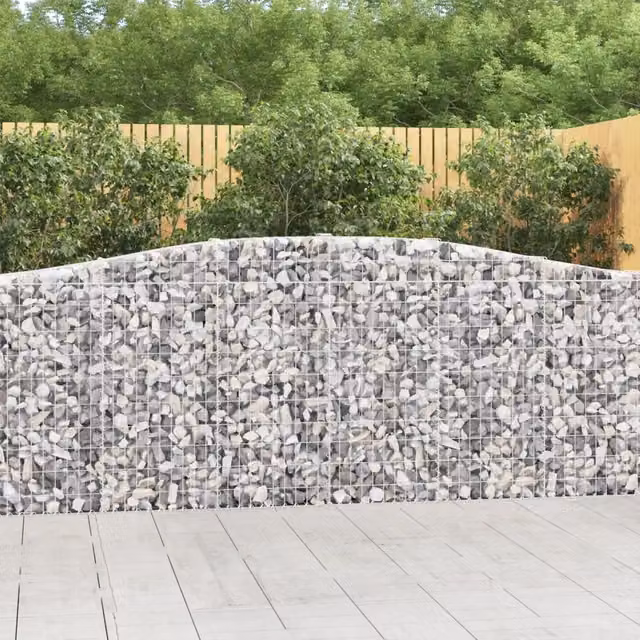 Set di 10 Cesti Gabbioni ad Arco Videx in Acciaio Zincato Argento L: 400 cm, P: 30 cm, H: 100/120 cm