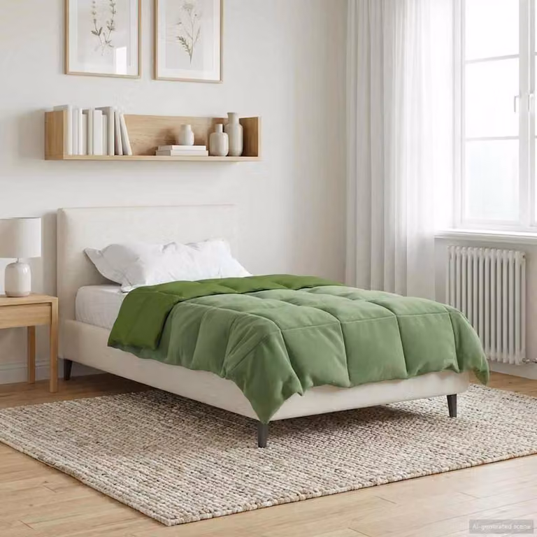 Piumino Letto Estivo vidaXL Verde Traspirante in Microfibra L: 140 cm, P: 220 cm
