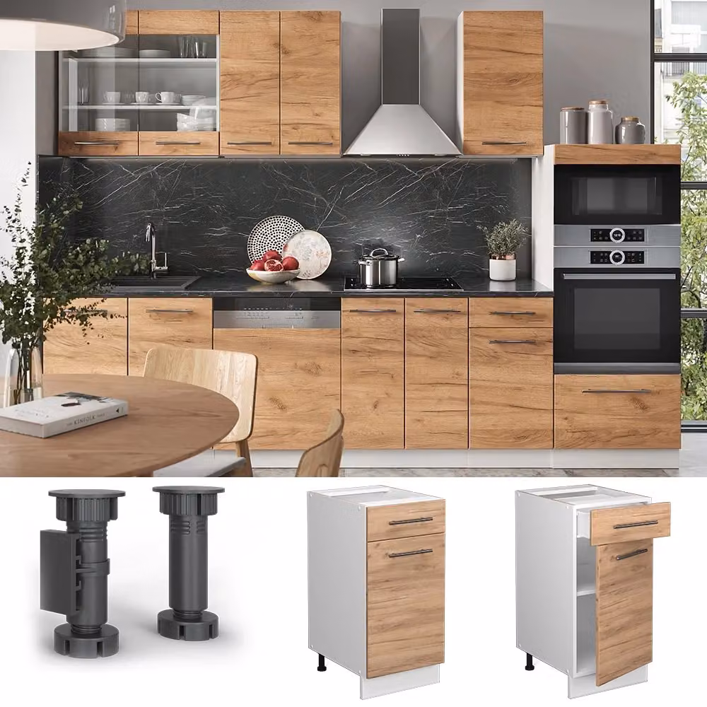 Mobiletto base per cucina Vicco Fame-Line Rovere dorato/Bianco con piano Antracite L: 40 cm, H: 82 cm, P: 60 cm – 2