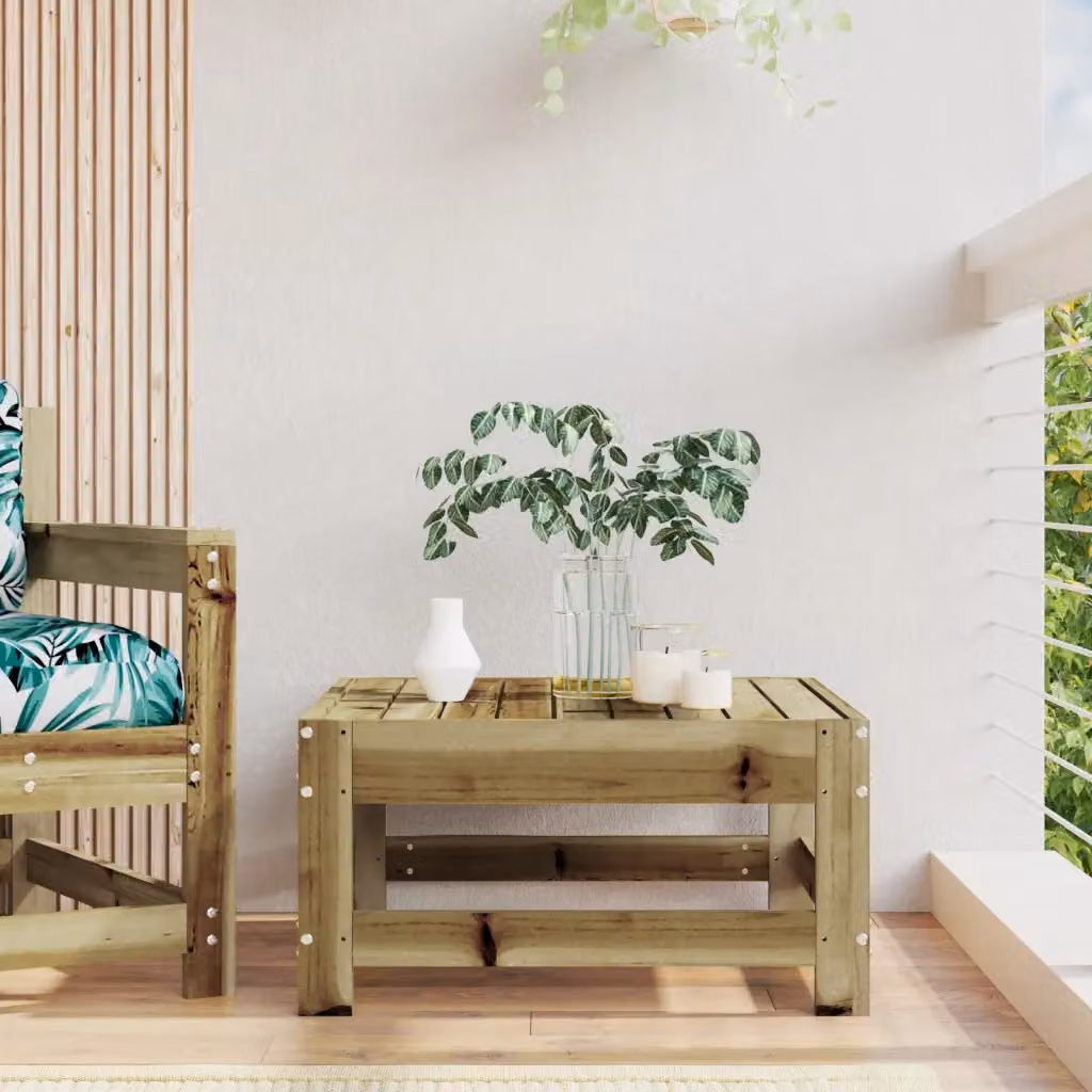 vidaXL Poggiapiedi da Giardino in Legno di Pino Trattato, Colore Marrone, L 62 x P 32 x H 32 cm