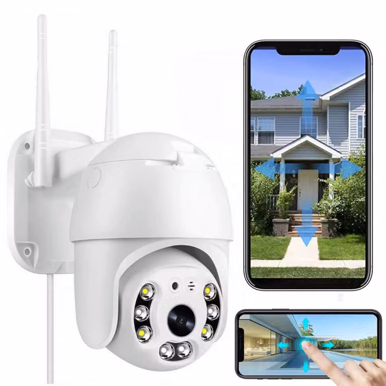 Telecamera di sicurezza Wi-Fi per esterni, risoluzione 2K, con angolo di visione a 360 gradi per la videosorveglianza