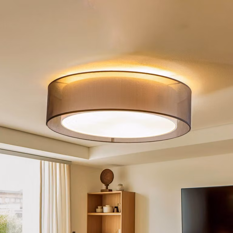 Plafoniera soffitto Tibu Duolla, dimmerabile, Nero, Soggiorno / Sala da pranzo, Tessuto / Stoffa / Seta, Moderno, Plafoniera