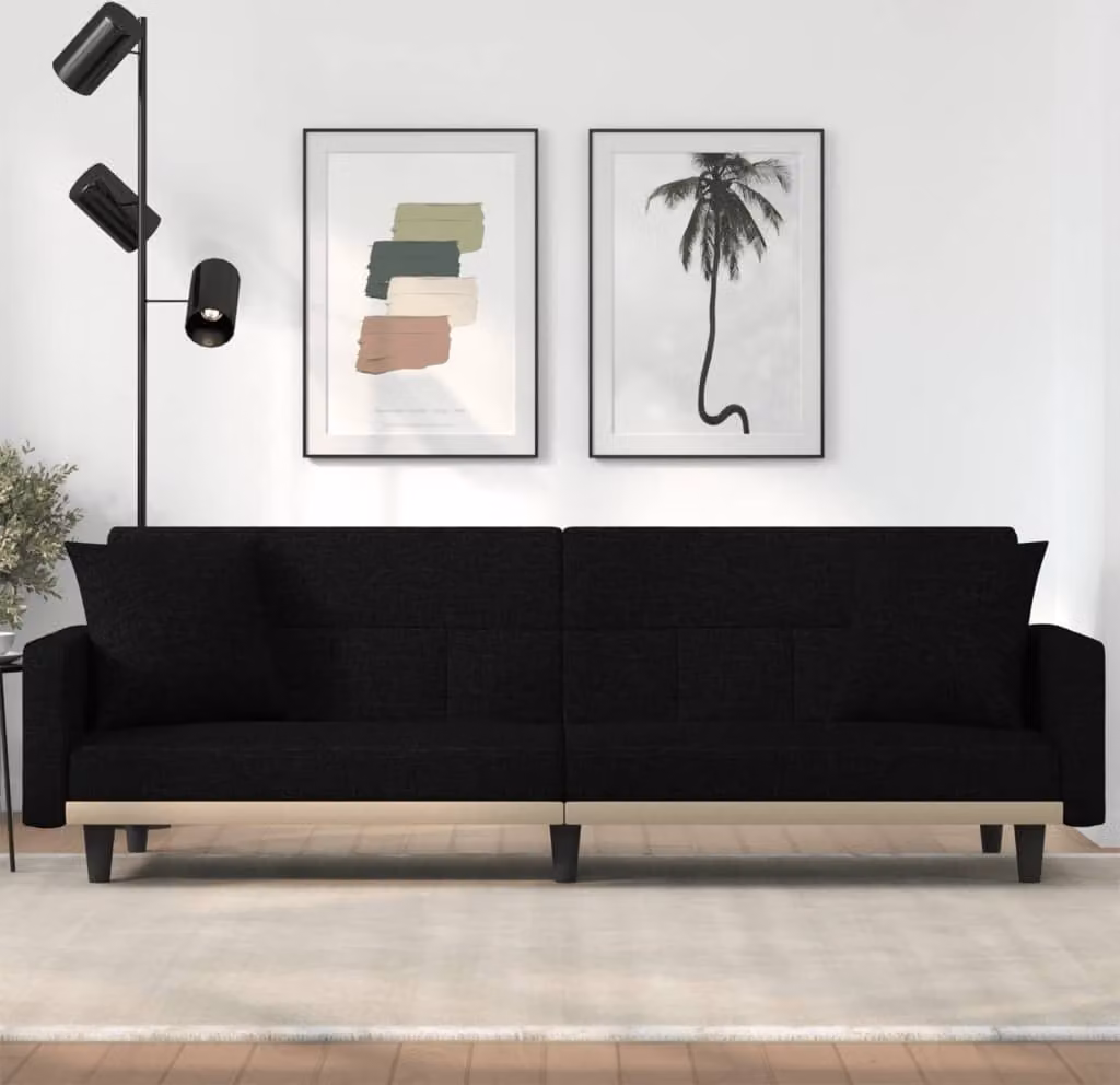 Maison Exclusive - Divano letto con cuscini, tessuto nero