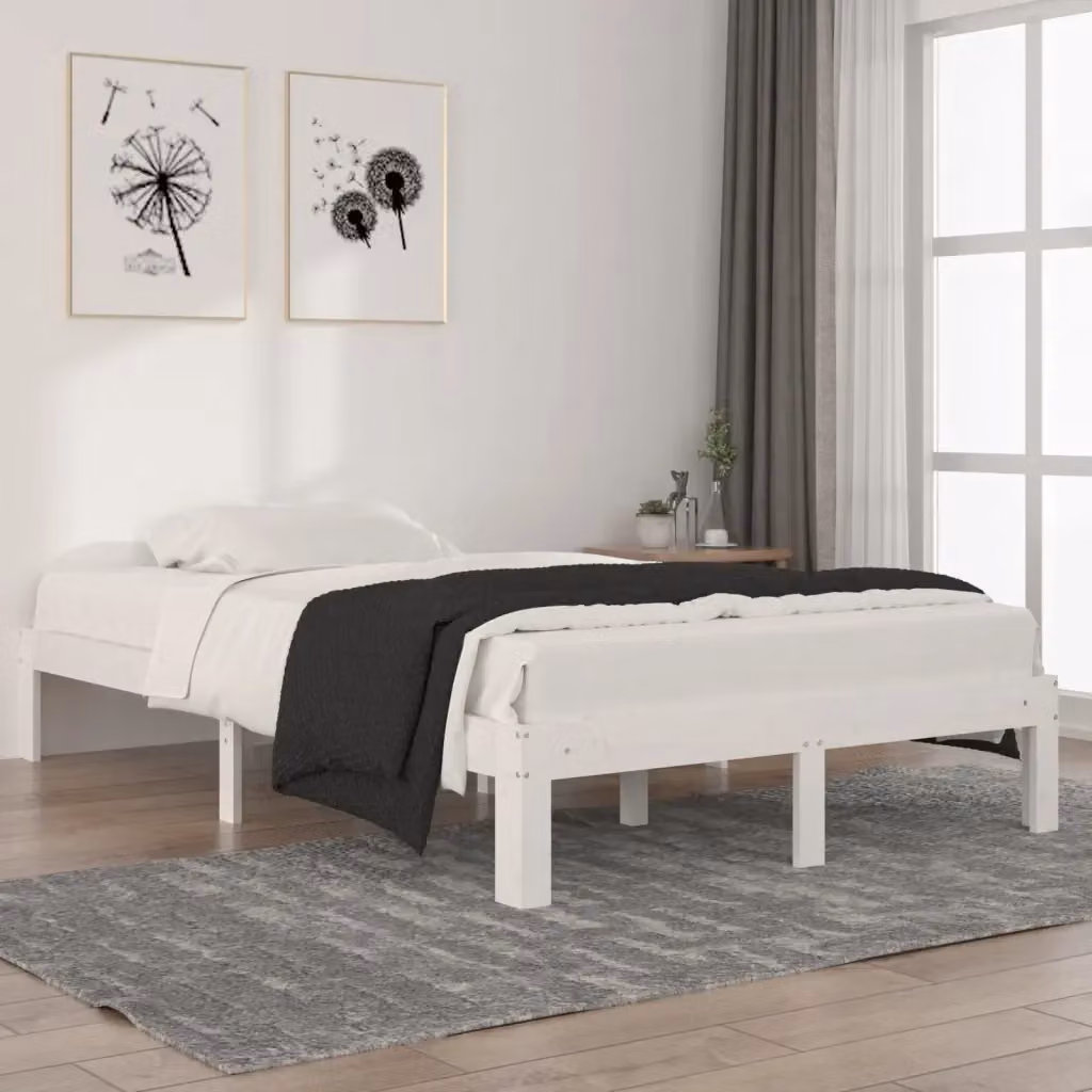 Letto matrimoniale Design In in legno massello di pino bianco laccato con doghe fisse L/P/H: 200 x 120 x 30 cm – 2