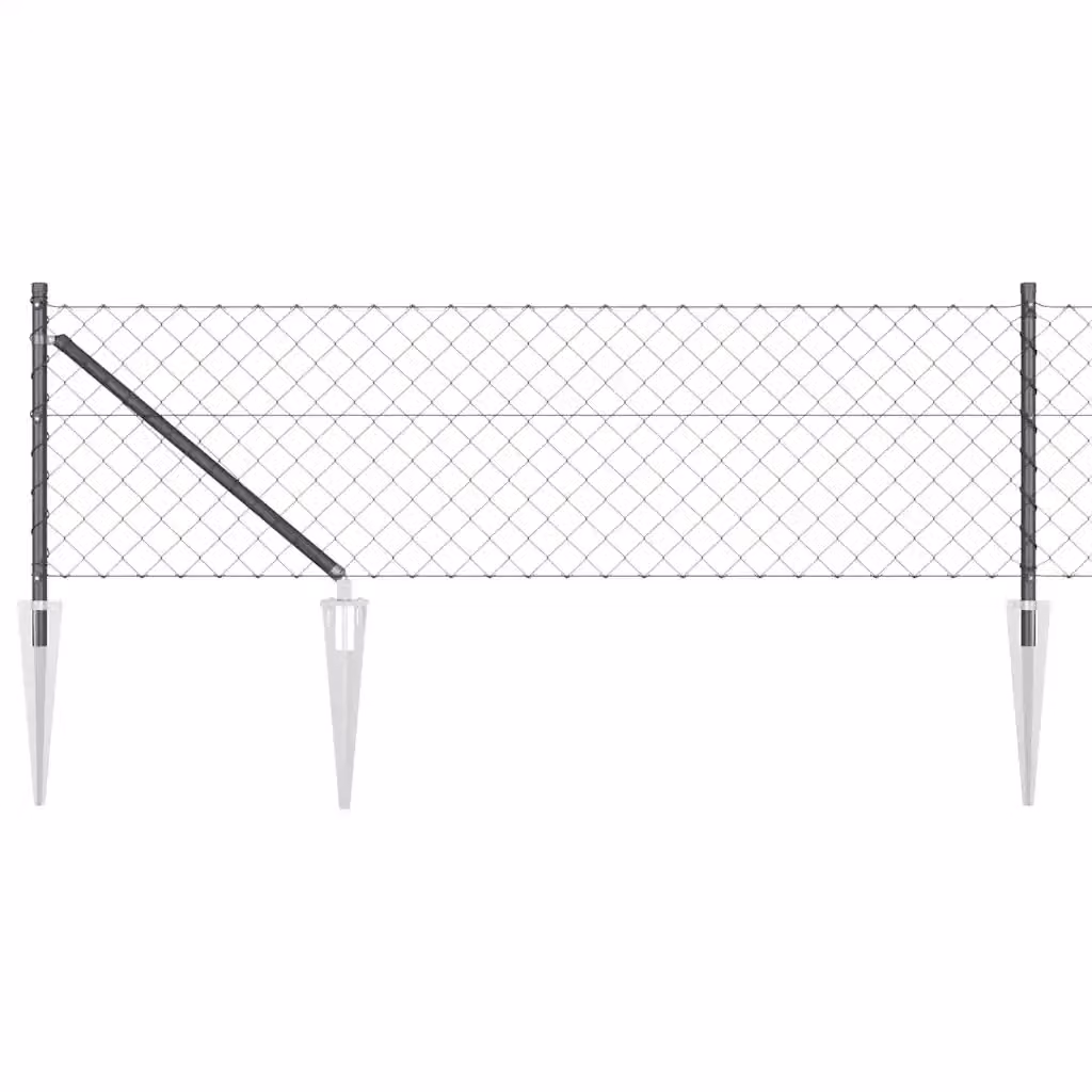 Recinzione a maglie vidaXL in acciaio rivestito in PVC con punte, Grigio, L: 25 m x H: 0,6 m – 2